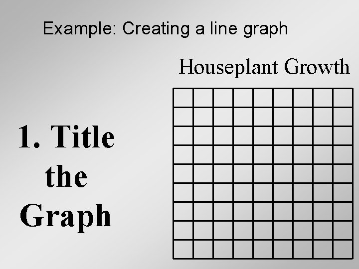 Example: Creating a line graph Houseplant Growth 1. Title the Graph 
