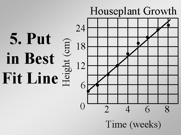 Houseplant Growth Height (cm) 5. Put in Best Fit Line 24 ● 18 ●