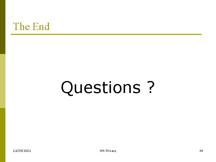 The End Questions ? 12/25/2021 WS Privacy 34 