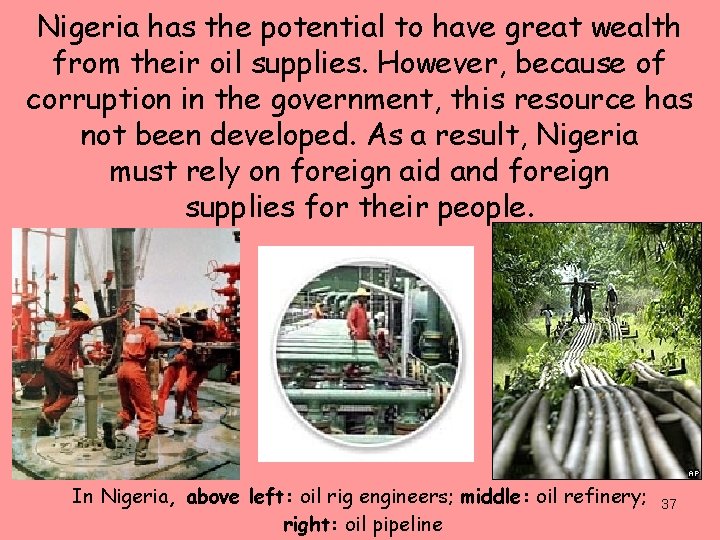 Nigeria has the potential to have great wealth from their oil supplies. However, because