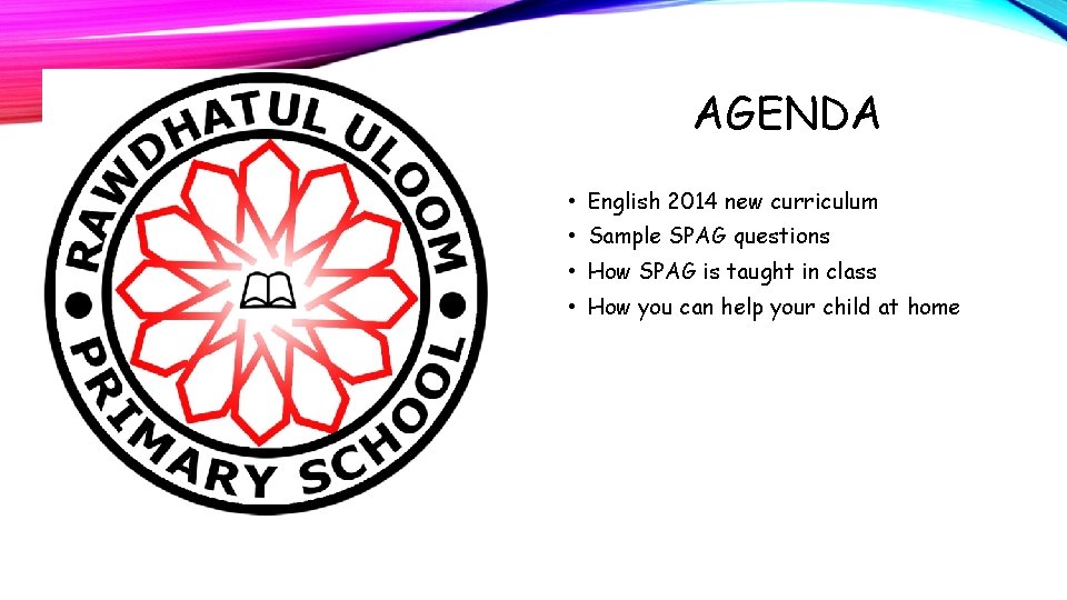 AGENDA • English 2014 new curriculum • Sample SPAG questions • How SPAG is