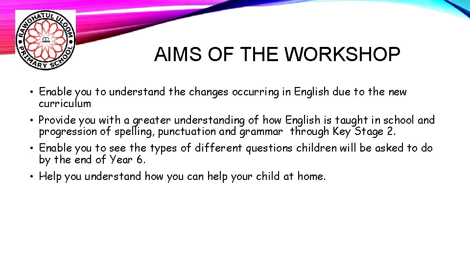 AIMS OF THE WORKSHOP • Enable you to understand the changes occurring in English