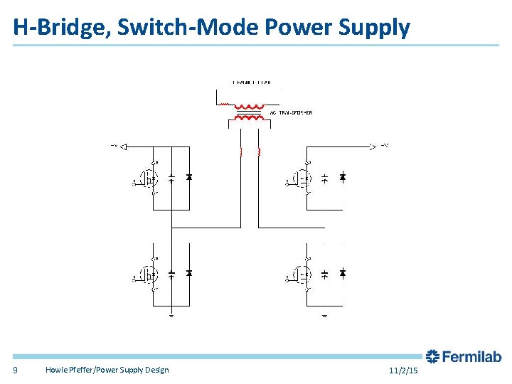 H-Bridge, Switch-Mode Power Supply 9 Howie Pfeffer/Power Supply Design 11/2/15 