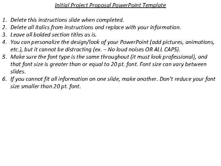 Initial Project Proposal Power Point Template 1 2