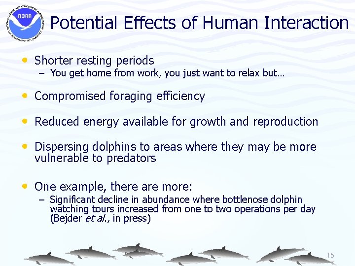 Potential Effects of Human Interaction • Shorter resting periods – You get home from