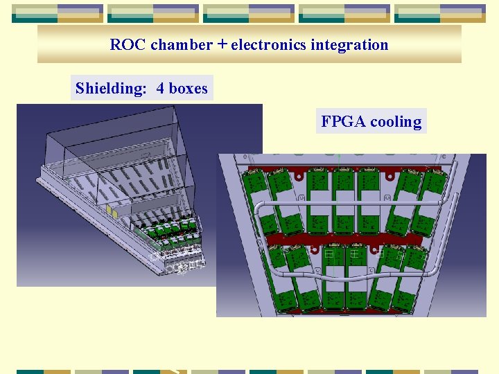 ROC chamber + electronics integration Shielding: 4 boxes FPGA cooling LVDB 