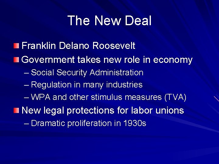 The New Deal Franklin Delano Roosevelt Government takes new role in economy – Social