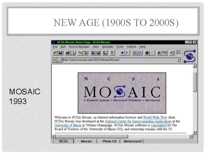 NEW AGE (1900 S TO 2000 S) MOSAIC 1993 