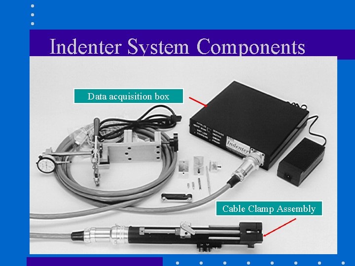 Indenter System Components Data acquisition box Cable Clamp Assembly 