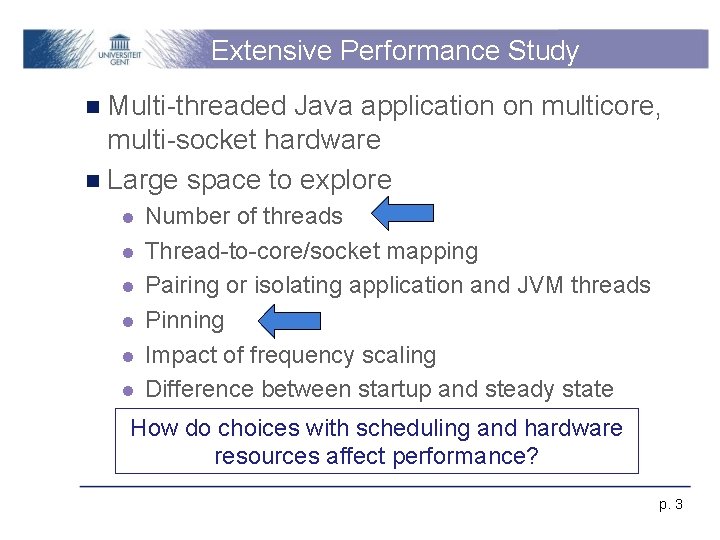 Extensive Performance Study n Multi-threaded Java application on multicore, multi-socket hardware n Large space