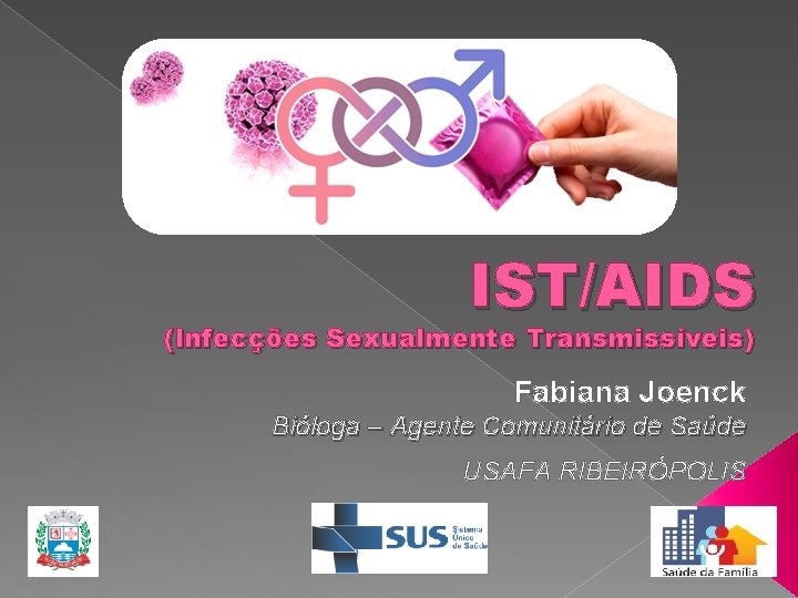 IST/AIDS (Infecções Sexualmente Transmissíveis) Fabiana Joenck Bióloga – Agente Comunitário de Saúde USAFA RIBEIRÓPOLIS