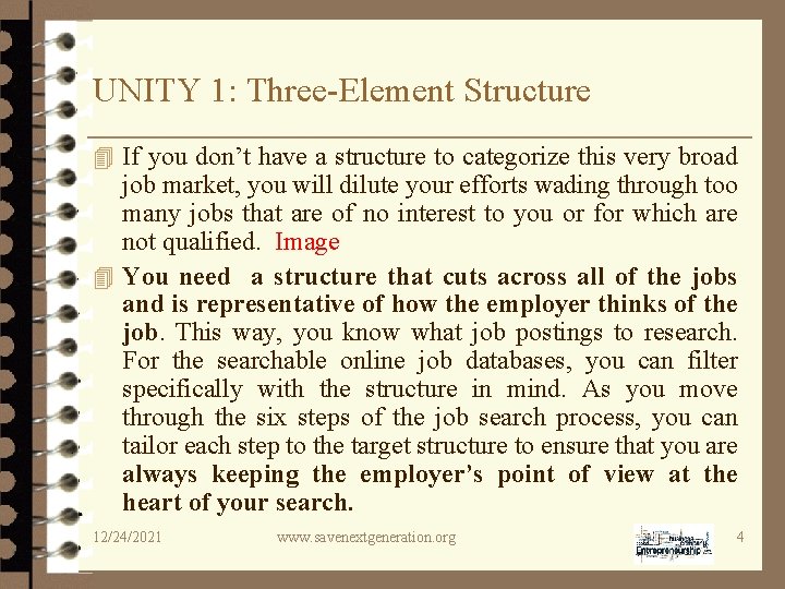 UNITY 1: Three-Element Structure 4 If you don’t have a structure to categorize this
