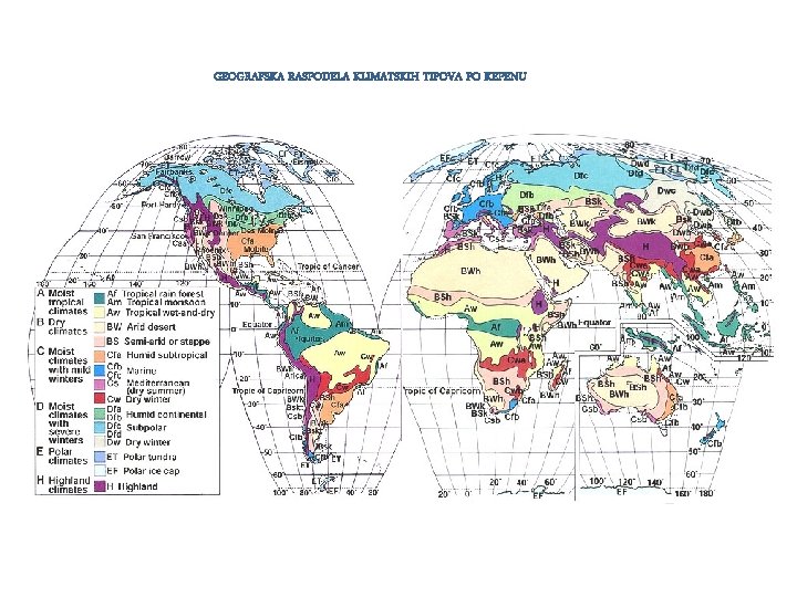 GEOGRAFSKA RASPODELA KLIMATSKIH TIPOVA PO KEPENU 