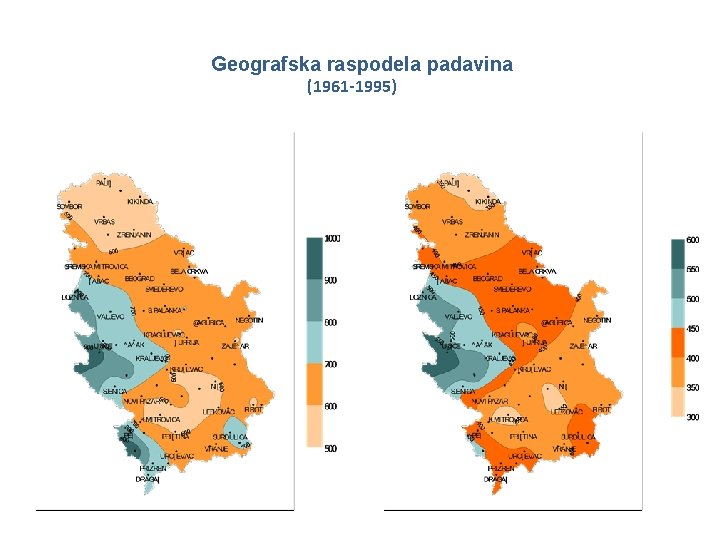 Geografska raspodela padavina (1961 -1995) 