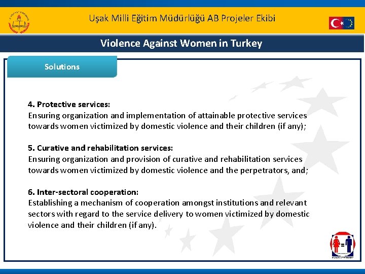 Uşak Milli Eğitim Müdürlüğü AB Projeler Ekibi Violence Against Women in Turkey Solutions 4.