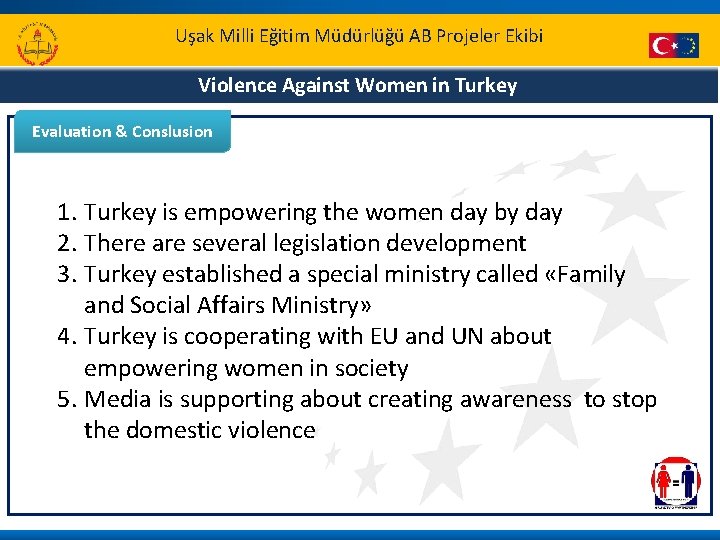 Uşak Milli Eğitim Müdürlüğü AB Projeler Ekibi Violence Against Women in Turkey Evaluation &