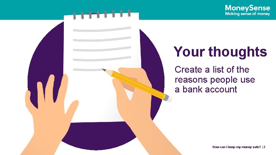 Your thoughts Create a list of the reasons people use a bank account Howcan