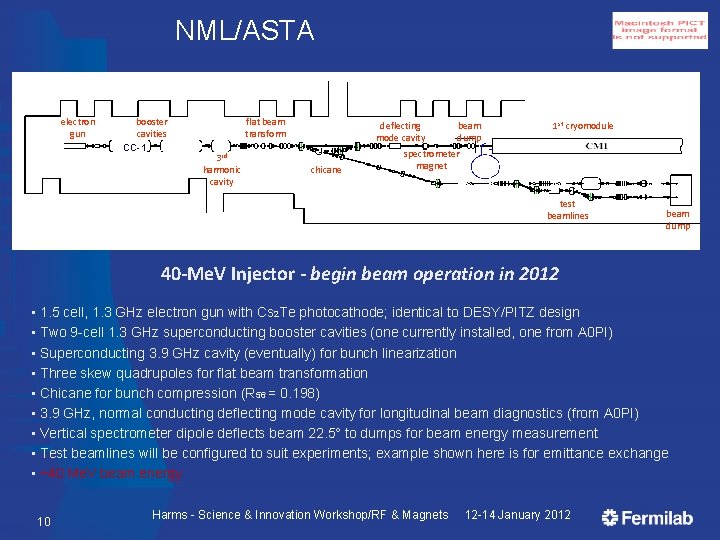 NML/ASTA electron gun booster cavities CC-1 flat beam transform 3 rd harmonic cavity deflecting