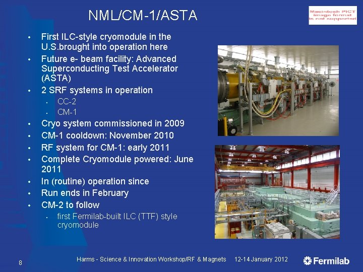 NML/CM-1/ASTA • • • First ILC-style cryomodule in the U. S. brought into operation