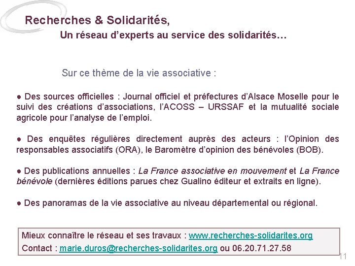 Recherches & Solidarités, Un réseau d’experts au service des solidarités… Sur ce thème de