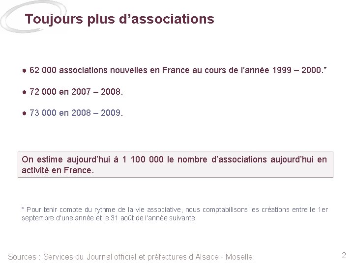 Toujours plus d’associations ● 62 000 associations nouvelles en France au cours de l’année