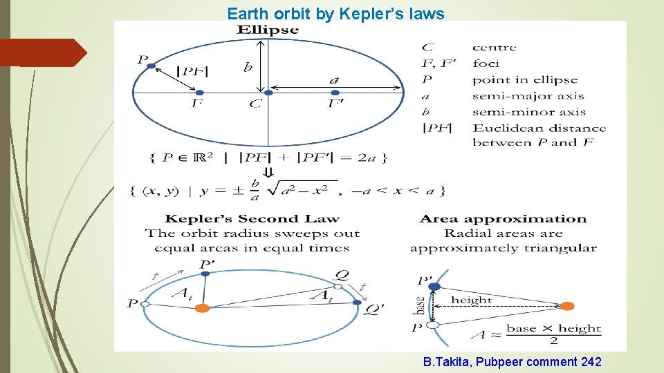 Earth orbit by Kepler’s laws B. Takita, Pubpeer comment 242 Earth orbit by Kepler’s laws B. Takita, Pubpeer comment 242