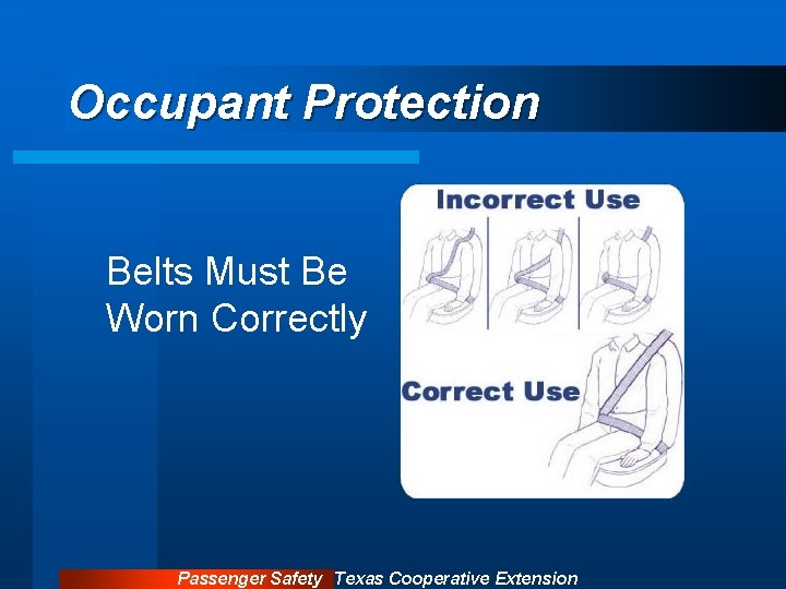 Occupant Protection Belts Must Be Worn Correctly Passenger Safety Texas Cooperative Extension 