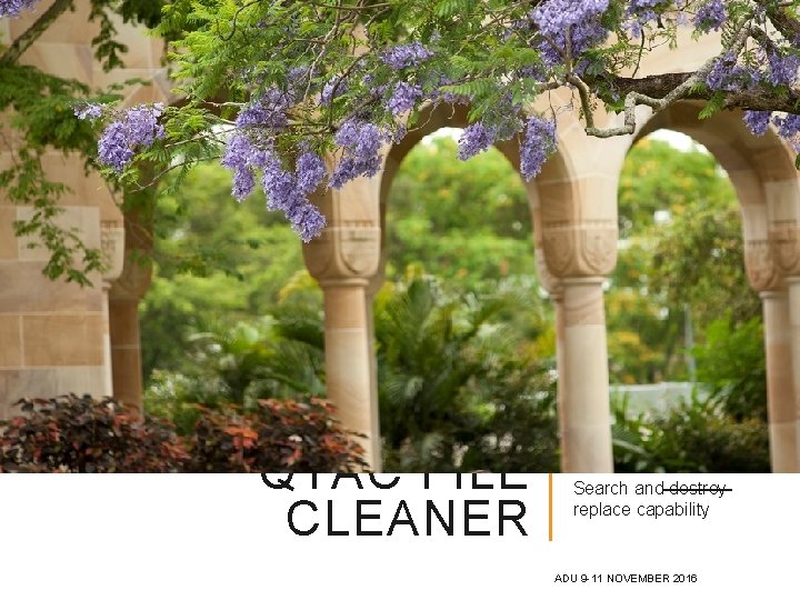 QTAC FILE CLEANER Search and destroy replace capability ADU 9 -11 NOVEMBER 2016 