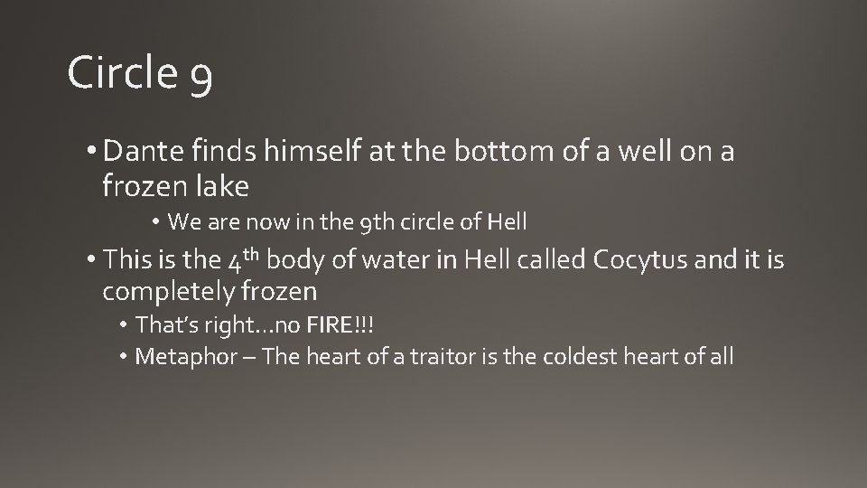 Circle 9 • Dante finds himself at the bottom of a well on a