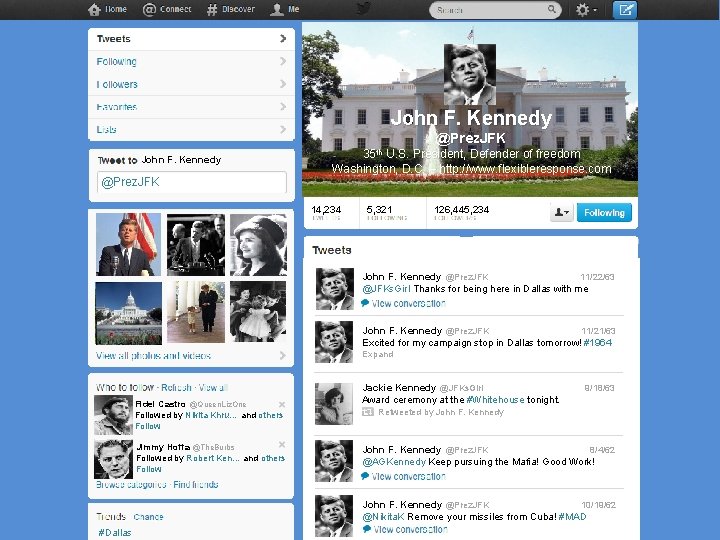 John F. Kennedy @Prez. JFK 35 th U. S. President, Defender of freedom Washington,