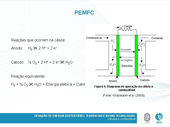 PEMFC Reações que ocorrem na célula: Anodo: H 2 2 H + + 2