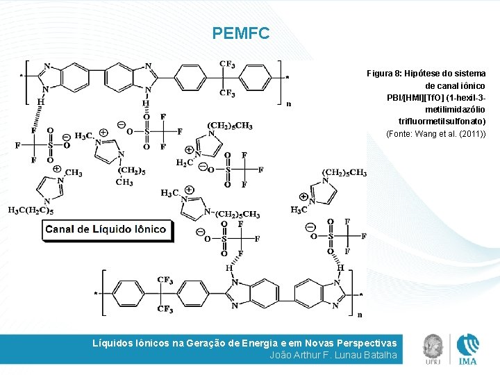 PEMFC Figura 8: Hipótese do sistema de canal iônico PBI/[HMI][Tf. O] (1 -hexil-3 metilimidazólio