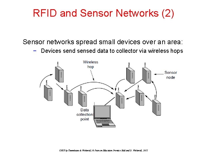 RFID and Sensor Networks (2) Sensor networks spread small devices over an area: −