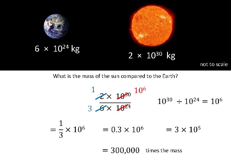 6 × 1024 kg 2 × 1030 kg What is the mass of the