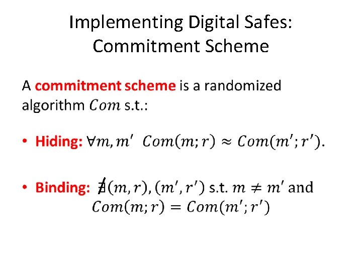 Implementing Digital Safes: Commitment Scheme • 
