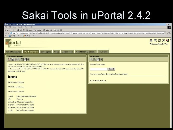 Sakai Tools in u. Portal 2. 4. 2 