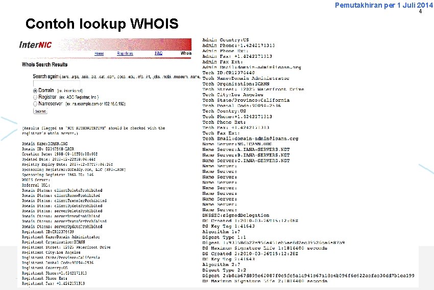 Pemutakhiran per 1 Juli 2014 4 Contoh lookup WHOIS 