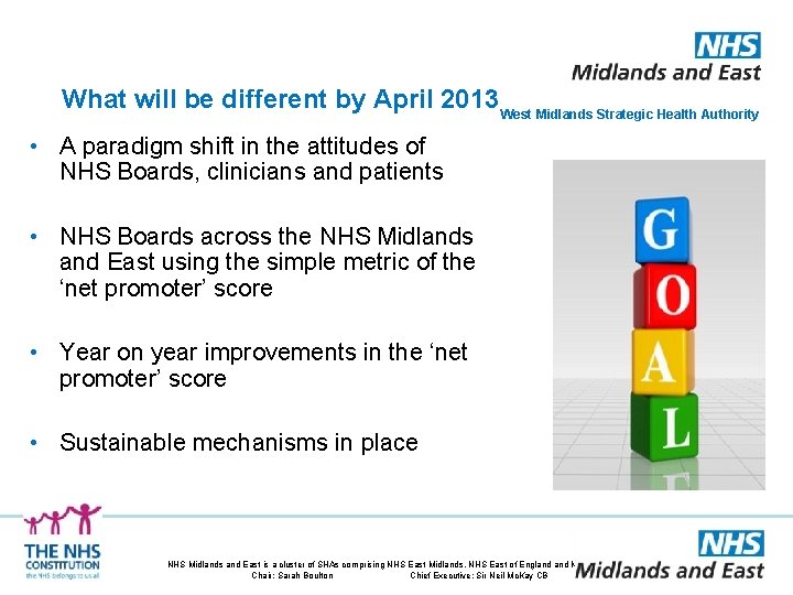 What will be different by April 2013 West Midlands Strategic Health Authority • A