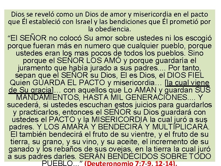 Dios se reveló como un Dios de amor y misericordia en el pacto que