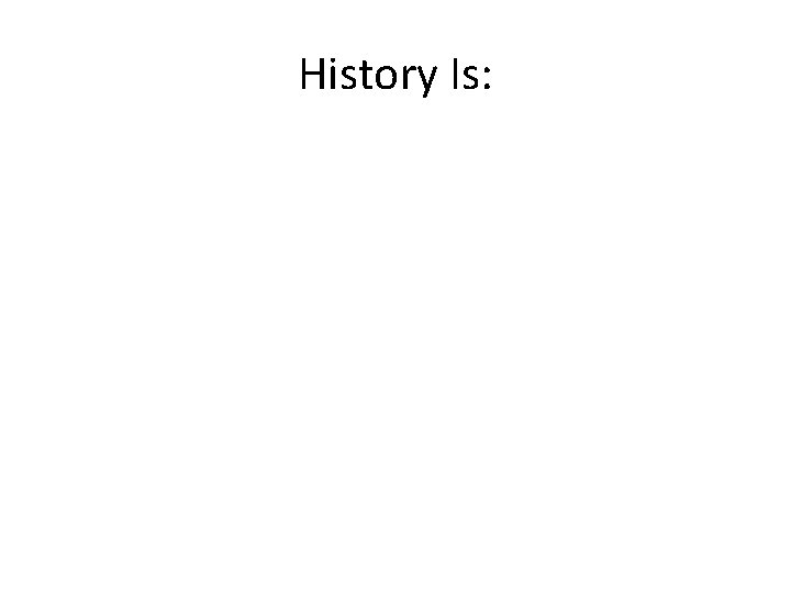 History Is: 