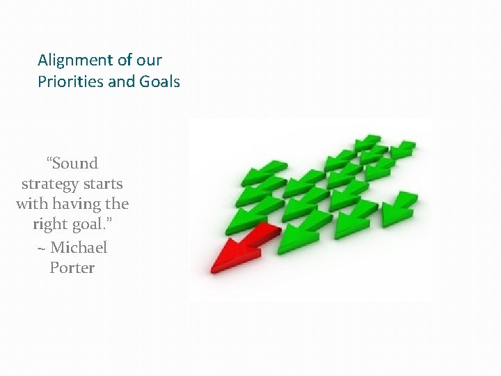 Alignment of our Priorities and Goals “Sound strategy starts with having the right goal.