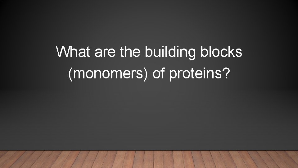 What are the building blocks (monomers) of proteins? 