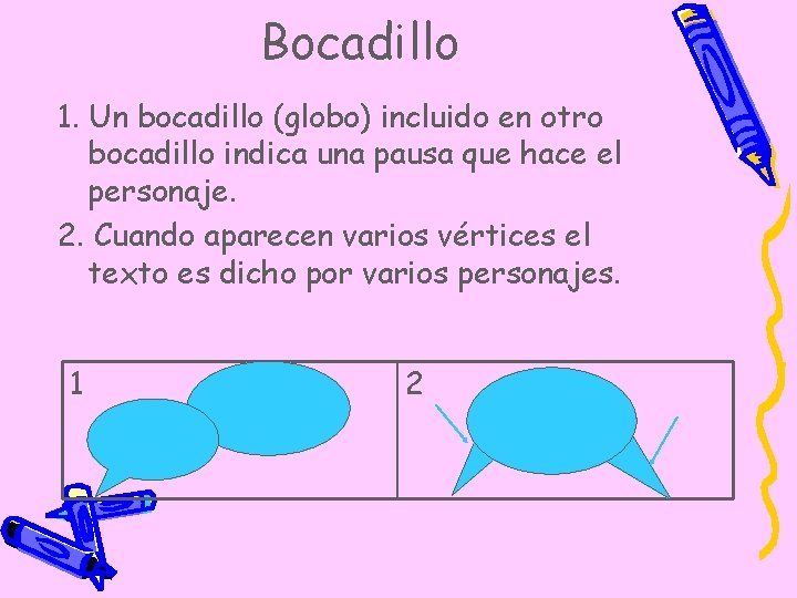 Bocadillo 1. Un bocadillo (globo) incluido en otro bocadillo indica una pausa que hace