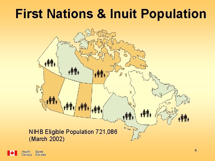 First Nations & Inuit Population NIHB Eligible Population 721, 086 (March 2002) 4 