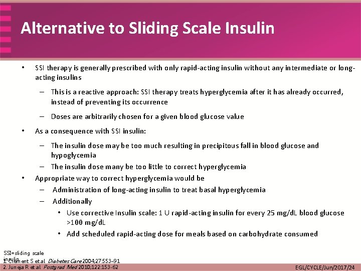 Alternative to Sliding Scale Insulin • SSI therapy is generally prescribed with only rapid-acting