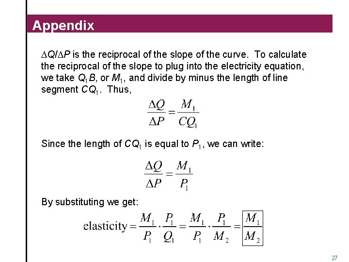 Appendix DQ/DP is the reciprocal of the slope of the curve. To calculate the