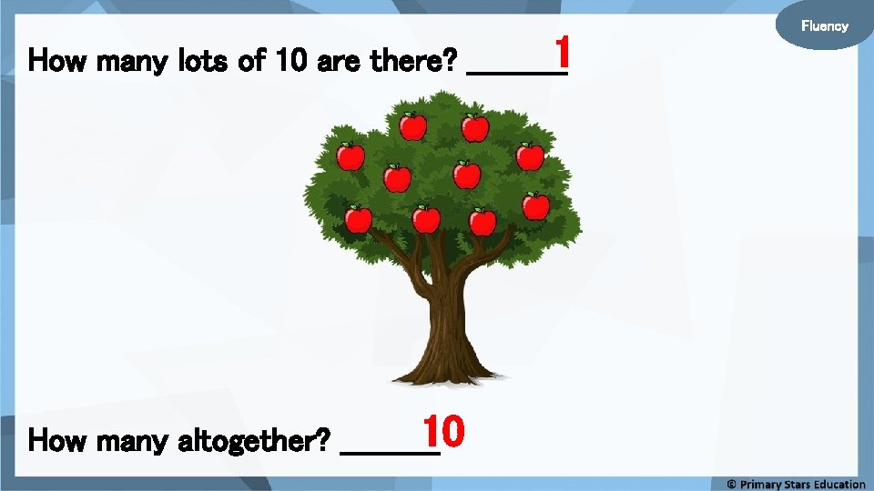 How many lots of 10 are there? _____1 10 How many altogether? _____ Fluency How many lots of 10 are there? _____1 10 How many altogether? _____ Fluency