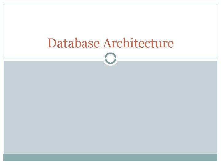 Database Architecture 