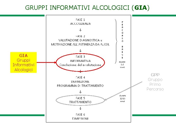 GRUPPI INFORMATIVI ALCOLOGICI (GIA) è composto da 3 FASI GIA Gruppi Informativi Alcologici GPP