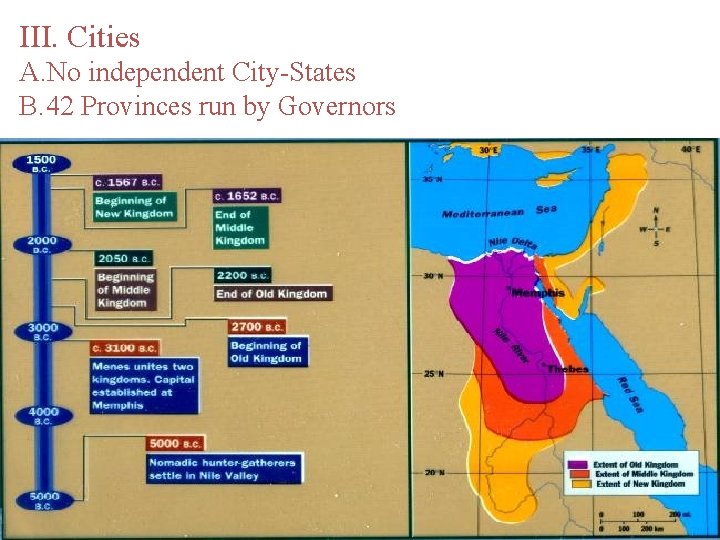 III. Cities A. No independent City-States B. 42 Provinces run by Governors 